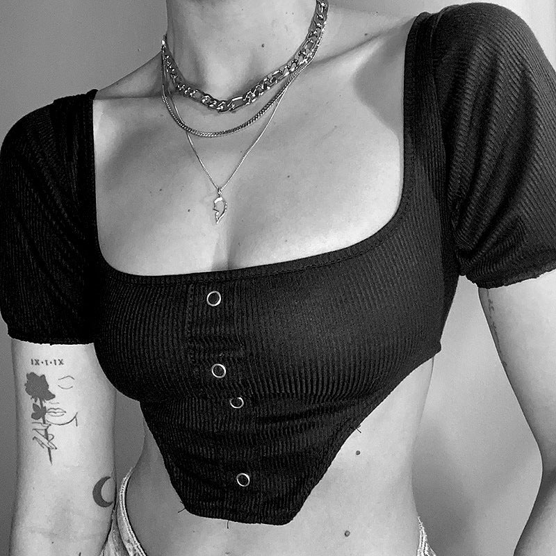 Ladies Short Sleeve Vest Style Tank Top