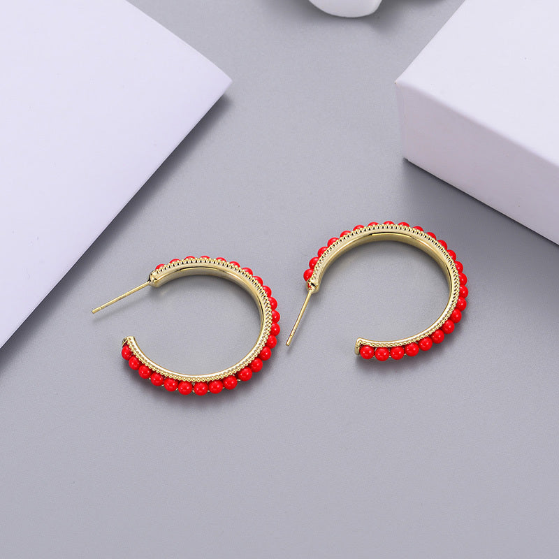 Trendy Red Retro Geometric Earrings