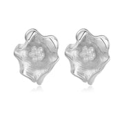 Trendy Flowery Pearl Geometric Earrings