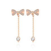 White Gold Bowknot Tassel Simple Stud Earrings