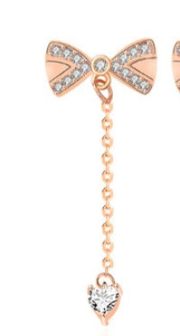 White Gold Bowknot Tassel Simple Stud Earrings