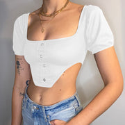 Ladies Short Sleeve Vest Style Tank Top