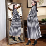 Ladies Retro Plaid Wool Coat