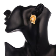 Trendy Flowery Pearl Geometric Earrings