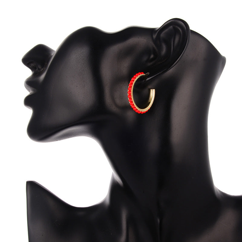 Trendy Red Retro Geometric Earrings