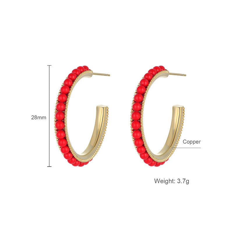 Trendy Red Retro Geometric Earrings