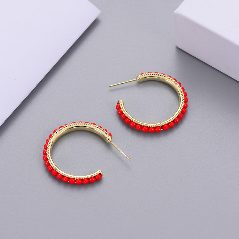 Trendy Red Retro Geometric Earrings