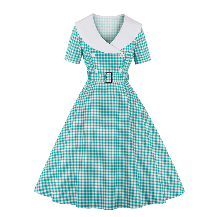 Ladies Retro Plaid Dress