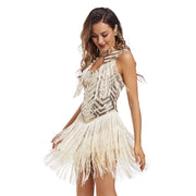 Ladies Tassel Sequins Dress Retro