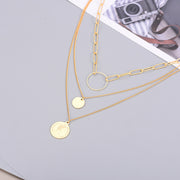 Gold Plated Clavicle 3 Layer Necklace