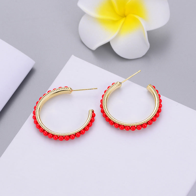 Trendy Red Retro Geometric Earrings