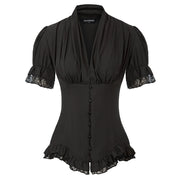 Short Sleeved Victorian Blouse For Ladies