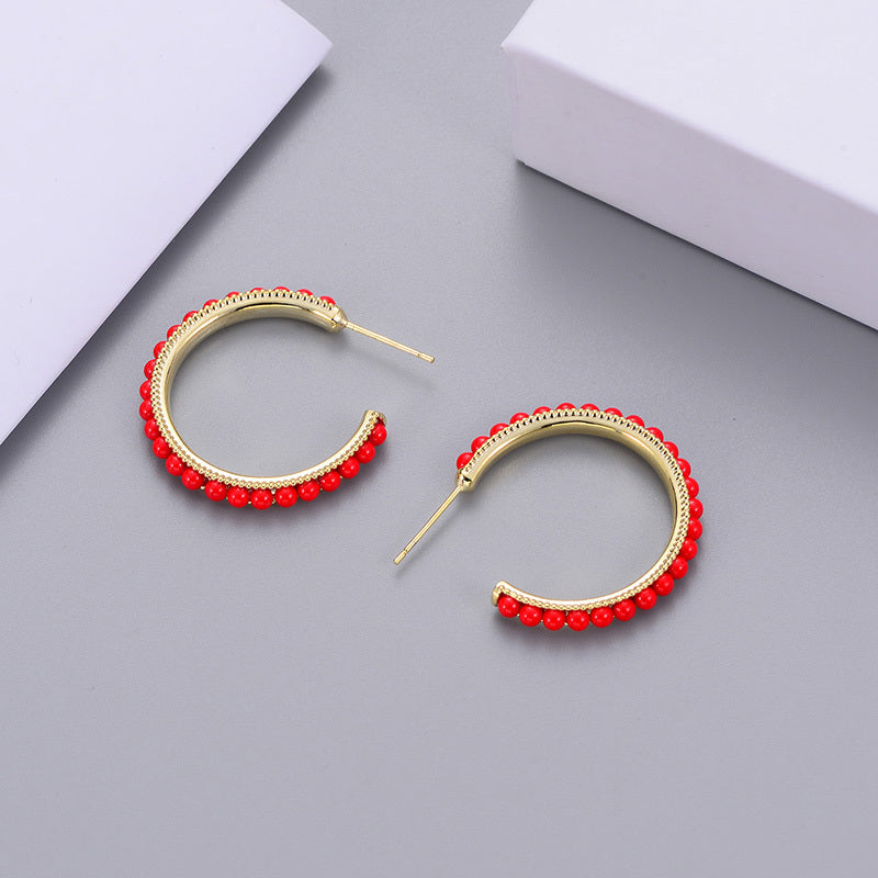Trendy Red Retro Geometric Earrings
