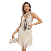 Ladies Tassel Sequins Dress Retro