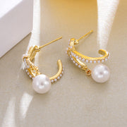 Pearly Gold Hoop Earrings