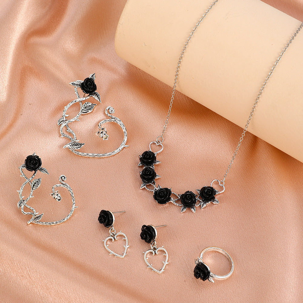 Antique Silver Black Rose Collection