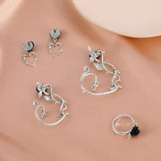 Antique Silver Black Rose Collection