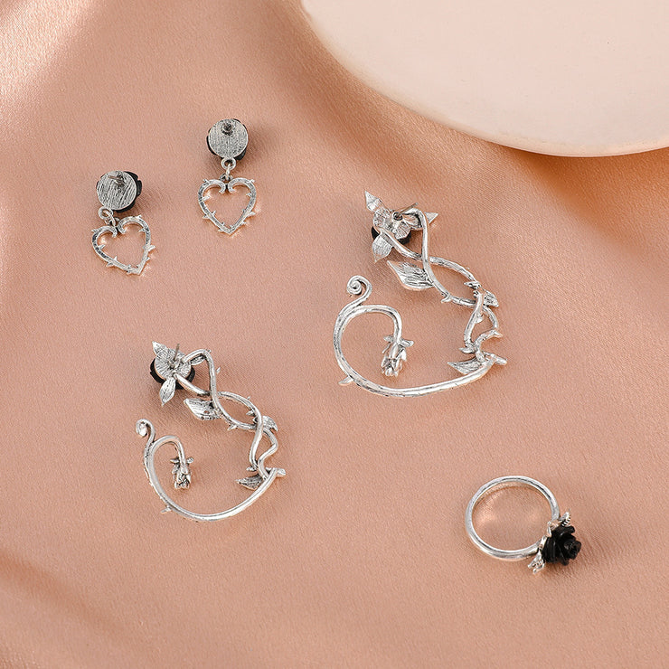 Antique Silver Black Rose Collection