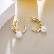 Pearly Gold Hoop Earrings
