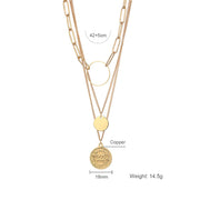 Gold Plated Clavicle 3 Layer Necklace
